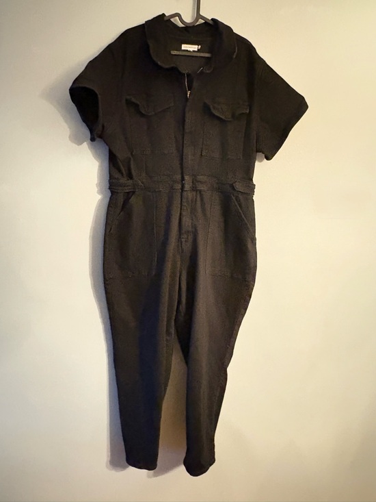 Good American Pants - Good American Black Short-Sleeve Utility Jumpsuit